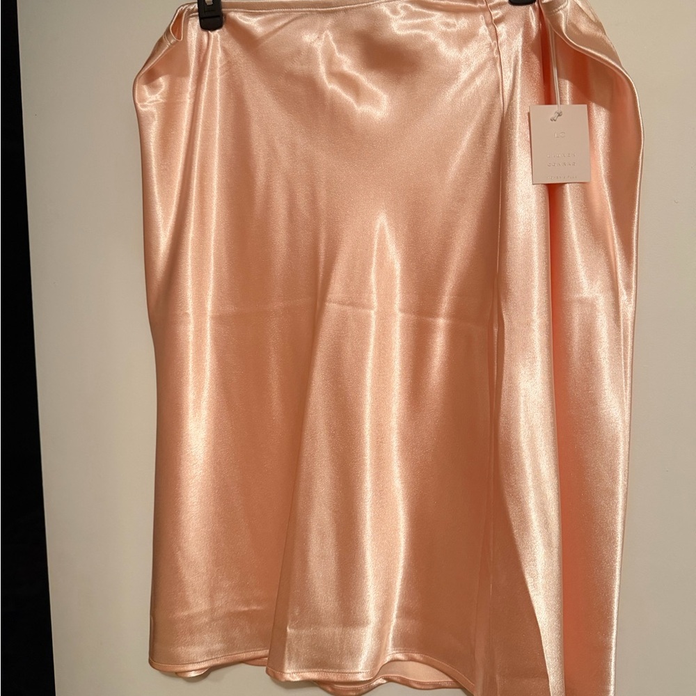 LC Lauren Conrad Asymmetrical Satin Skirt in Soft Pink
